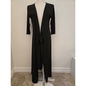 Sandro Moscoloni Black Long‎ Open Front Duster Cardigan Tie Front Size Large